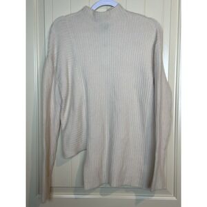 Express Womens ribbed cream Knit Soft wool blend mock neck long Sweater Sz S NWT